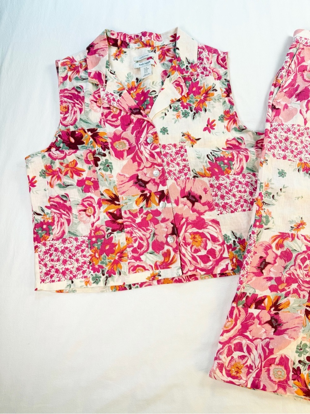 Haute Hippie Linen Floral Patchwork Matching Set Size Medium EUC - Picture 3 of 15